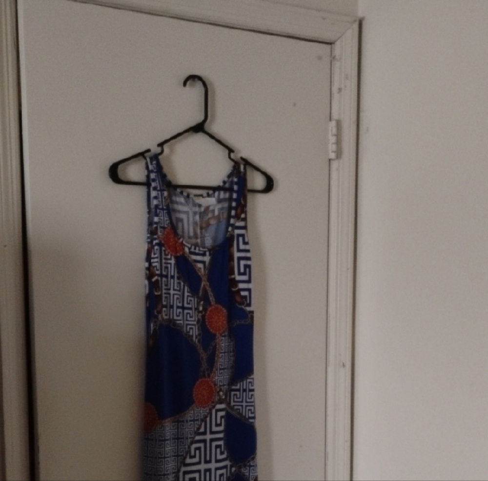 Blue and Orange Geometric Dress